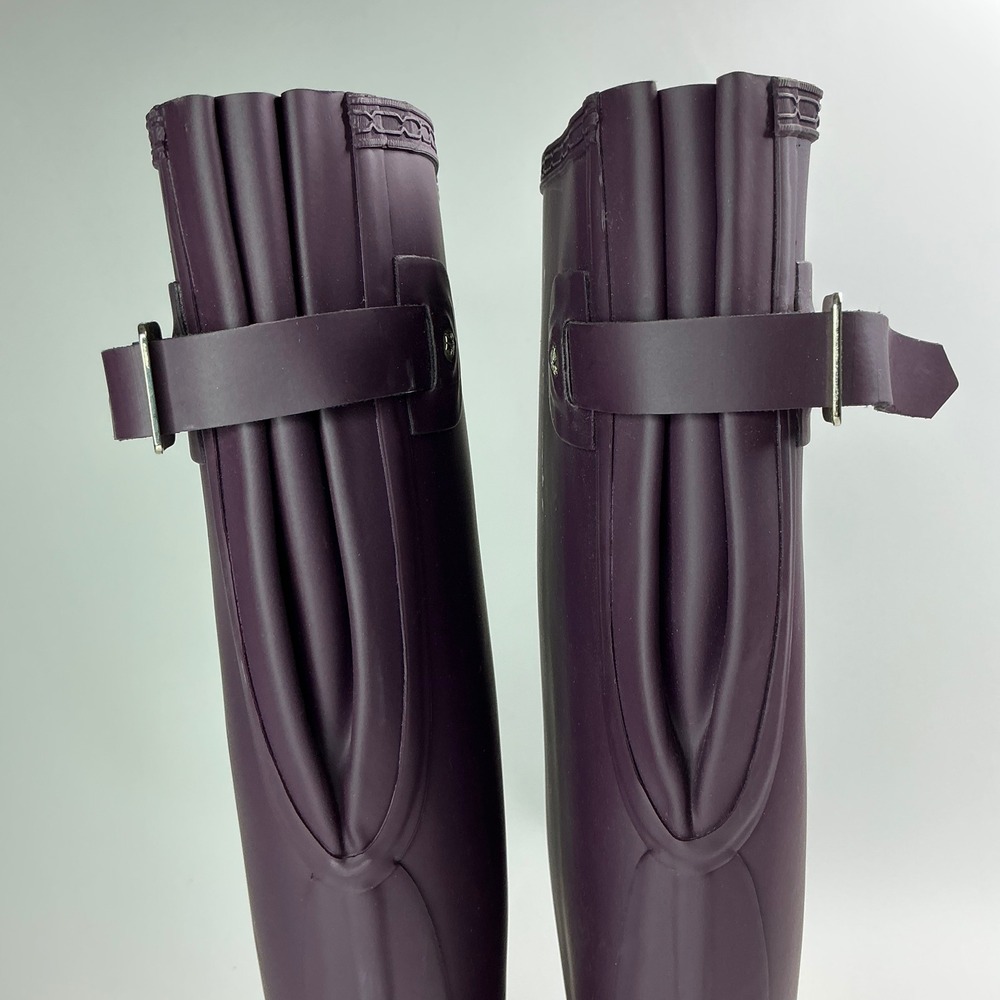 Hunter Plum Original Back Adjust Rain Boots Women Size 8 WFT1001RMA - Picture 10 of 16